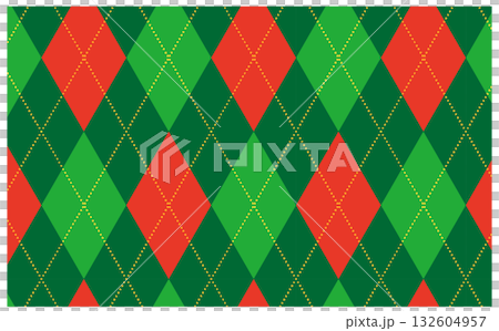 クリスマスカラーのアーガイル柄背景イラスト 132604957