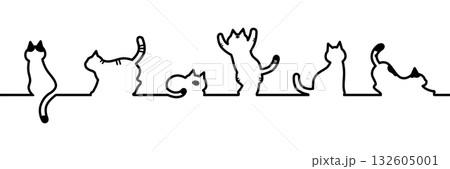 猫モチーフ ライン素材 132605001