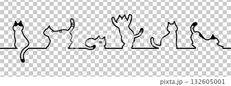 猫モチーフ ライン素材 132605001