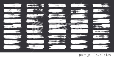 Grunge brush strokes, lines, ink smudges, hand-drawn scribble shapes. Handmade sketchy marks, acrylic stains, charcoal streaks. Paint textures, dry brush effect. Marker underline. Vector illustration 132605189