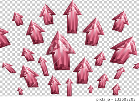 Rising red arrow spreading on white background 132605205