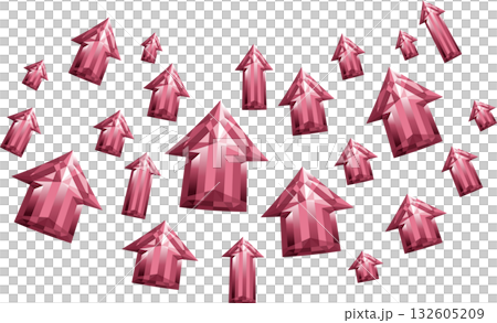 Rising red arrow contracting on white background Rising red arrow contracting on white background 132605209
