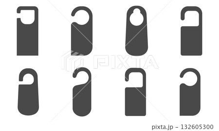 Door hanger do not disturb template. Hotel tag silhouette, set sign, blank. Die empty label hanger on door hotel room. Cardboard signs isolated on white background Door hanger do not disturb template. Hotel tag silhouette, set sign, blank. Die empty label hanger on door hotel room. Cardboard signs isolated on white background 132605300
