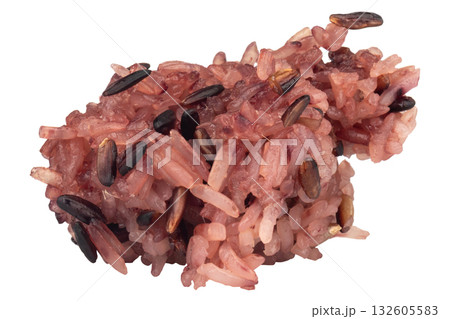 Black sticky rice piece on white background 132605583