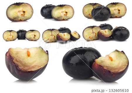 blueberry cut slice half on a white background 132605610