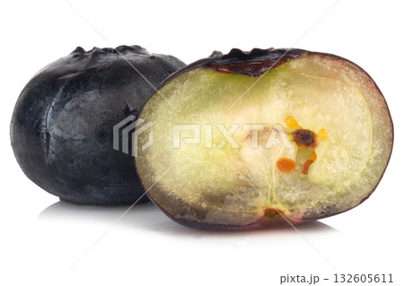 blueberry cut slice half on a white background blueberry cut slice half on a white background 132605611