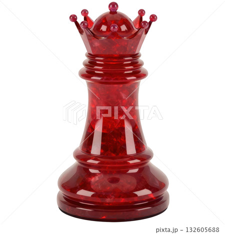 Elegant red queen chess piece for game of strategy. powerful and luxurious symbol on transparency background 132605688