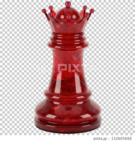 Elegant red queen chess piece for game of strategy. powerful and luxurious symbol on transparency background 132605688