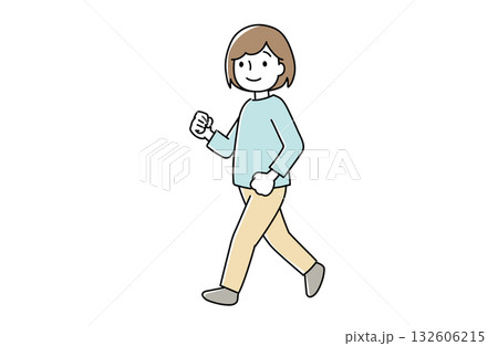 元気よく大股で歩く女性 132606215