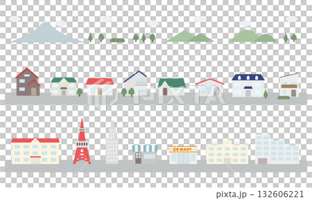 街並みのイラストセット 街並みのイラストセット 132606221