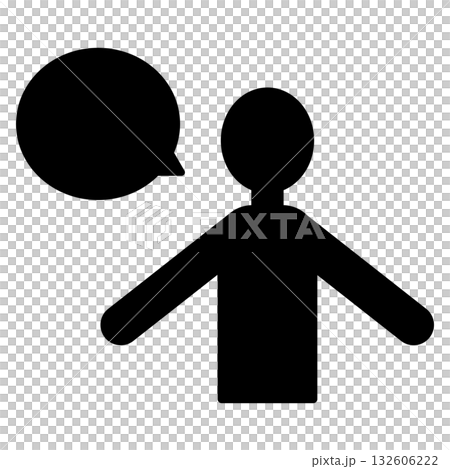 シンプルな人間の上半身と吹き出しのイラスト シンプルな人間の上半身と吹き出しのイラスト 132606222