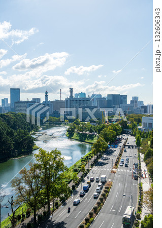 皇居半蔵門前、国立劇場に隣接する場所に位置している宿泊施設からの風景 132606343