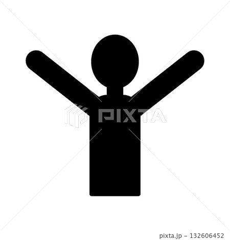 両手を上げる人間の上半身のイラスト 132606452