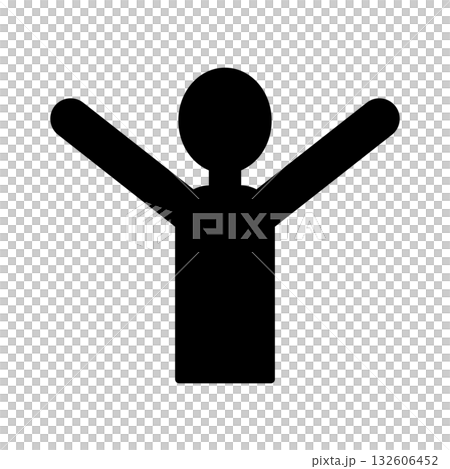 両手を上げる人間の上半身のイラスト 132606452