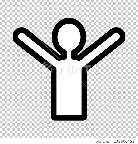 両手を上げる人間の上半身のイラスト 132606453