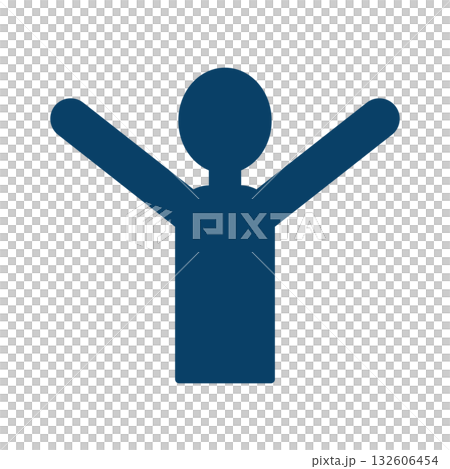 Illustration of a human upper body raising both hands 132606454