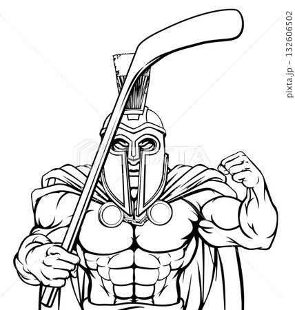 Spartan Trojan Man Ice Hockey Team Sports Mascot Spartan Trojan Man Ice Hockey Team Sports Mascot 132606502