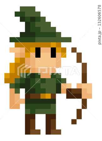 Archer Fantasy Pixel Art Game Cartoon Character 132606578