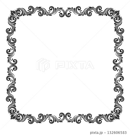 Filigree Heraldic Crest Motif Floral Pattern Frame 132606583