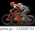 Cyclist racing during a competitive event 132606732
