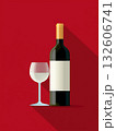 Wine bottle and glass served on a bright background 132606741
