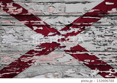 Flag of Alabama painted on a wooden board 132606788