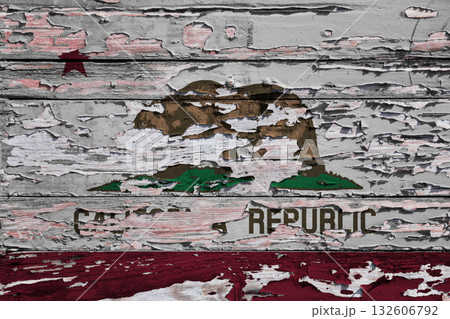 Flag of California painted on a wooden board 132606792
