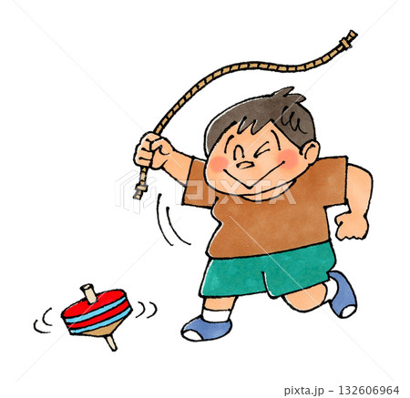 コマ回しをする男の子 132606964