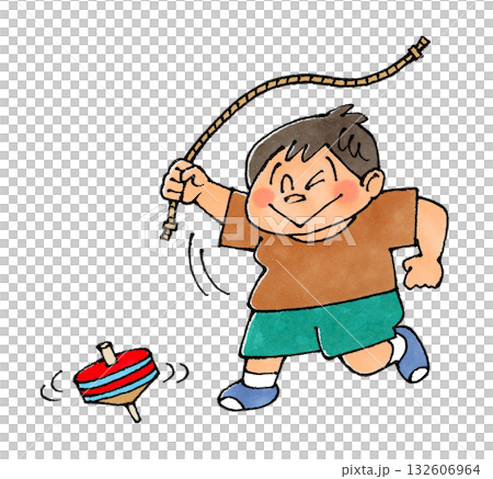 コマ回しをする男の子 132606964