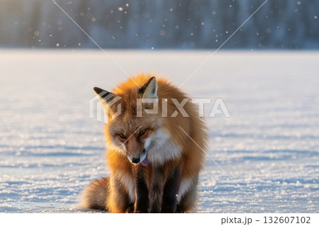静寂に息づく冬の生命 雪の森に暮らす野生動物たちの美しい瞬間 冬イメージ画像 静寂に息づく冬の生命 雪の森に暮らす野生動物たちの美しい瞬間 冬イメージ画像 132607102