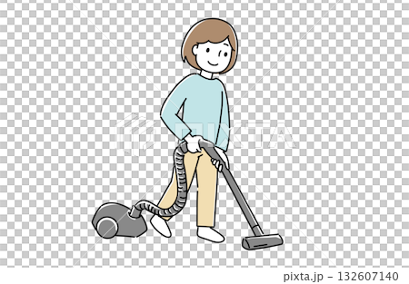 清潔吸塵器的婦女 132607140