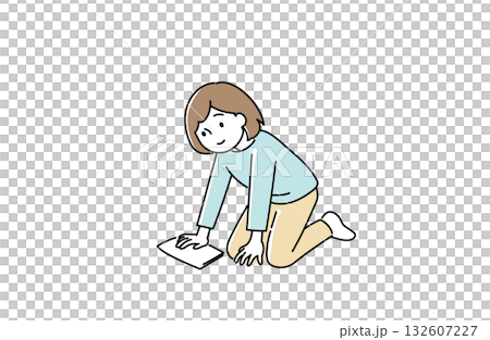 一個女人用布緊握 132607227