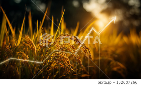 稲穂に描かれる成長の未来 132607266