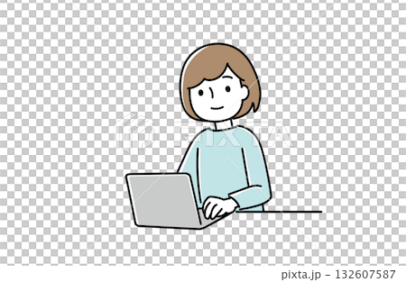 パソコンで仕事をする女性 パソコンで仕事をする女性 132607587