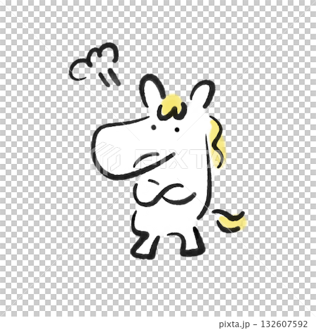 Angry White Horse New Year's Material Sumi-e Angry White Horse New Year's Material Sumi-e 132607592