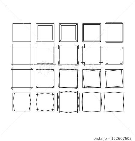 Square frame shape icon, vertical decorative vintage border doodle element for simple banner design in vector illustration. Square frame shape icon, vertical decorative vintage border doodle element for simple banner design in vector illustration. 132607602