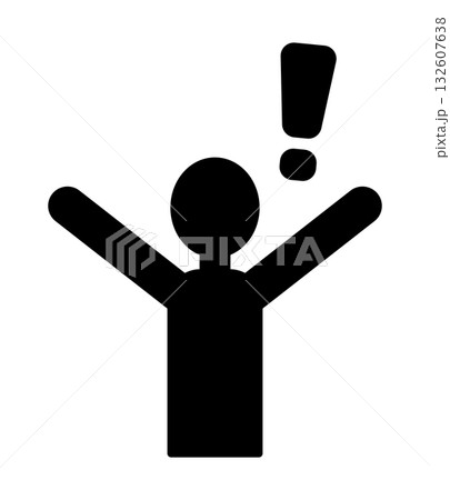 感嘆符と人間の上半身のイラスト 感嘆符と人間の上半身のイラスト 132607638