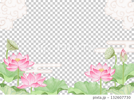 蓮花天堂背景框水彩插圖 132607730
