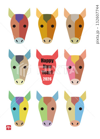 2026年 午年　年賀状 Happy New Year! 132607744