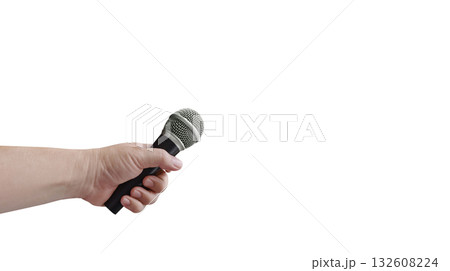 Handheld karaoke reporter microphone isolated on white background. Handheld karaoke reporter microphone isolated on white background. 132608224