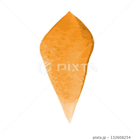 A single orange watercolor petal is presented against a stark white backdrop, showcasing the delicate texture and color variation achieved through the watercolor technique. A single orange watercolor petal is presented against a stark white backdrop, showcasing the delicate texture and color variation achieved through the watercolor technique. 132608254