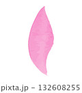 Isolated against a white background, a digital watercolor illustration depicts a single, long, pink petal with textured details and a gentle curve. 132608255