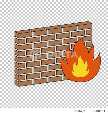 防火牆圖示/防火牆安全防護概念/網路防禦符號影像 132608431