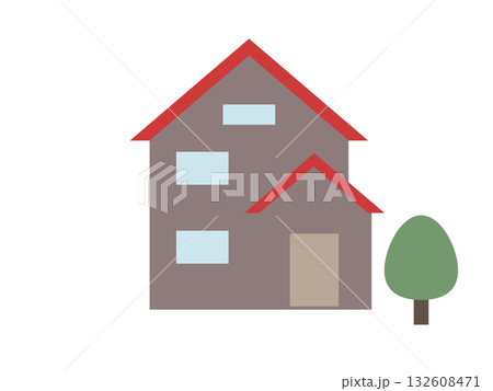 赤い屋根の家のイラスト 132608471