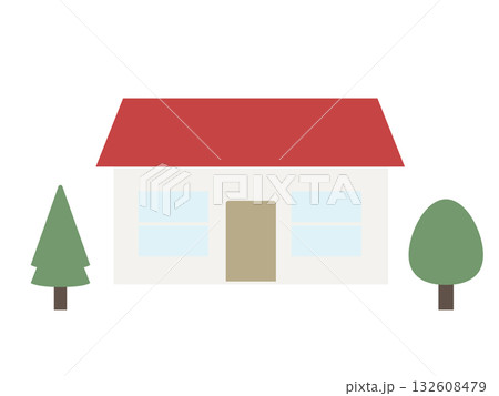 赤い屋根の家のイラスト 132608479