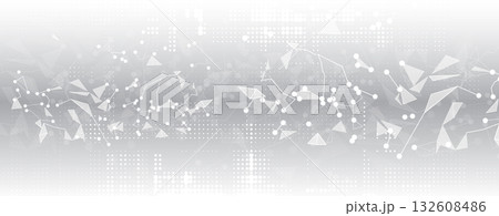 Modern Technology and scientific banner or header. Wireframe connected neural network 132608486