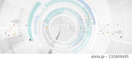 Modern Technology and scientific banner or header. Wireframe connected neural network 132608495