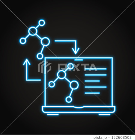 Digital twin neon icon Digital twin neon icon 132608502