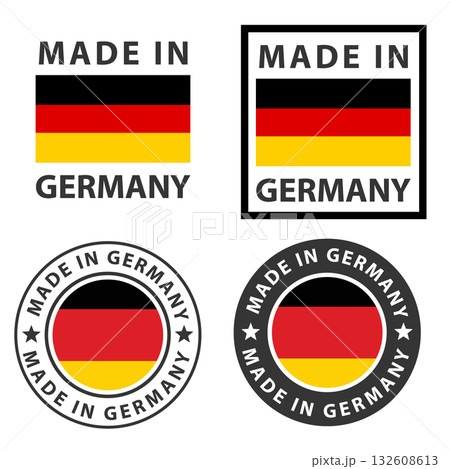 Set of Made in Germany seal, Italy product tag label sign. Made In Germany stamp sticker. flat style. Set of Made in Germany seal, Italy product tag label sign. Made In Germany stamp sticker. flat style. 132608613