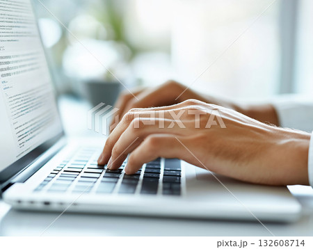 Hands typing keyboard. Work on the laptop computer. AI Generated. Hands typing keyboard. Work on the laptop computer. AI Generated. 132608714